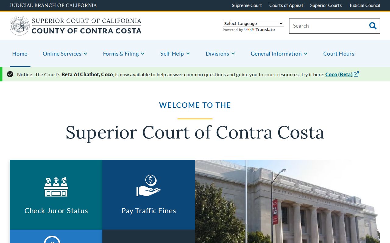 San Ramon residents directory view of Contra Costa Superior Court services