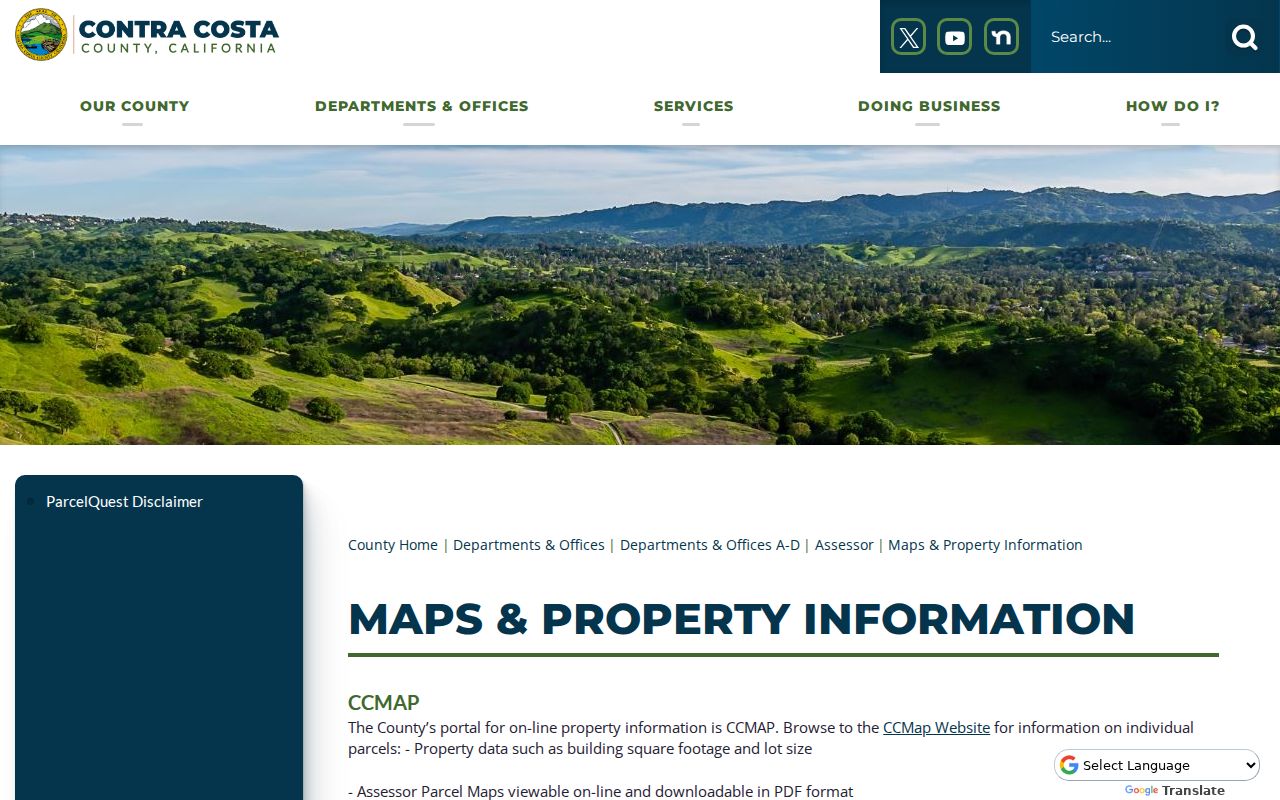 San Ramon street directory view of assessor maps and property information