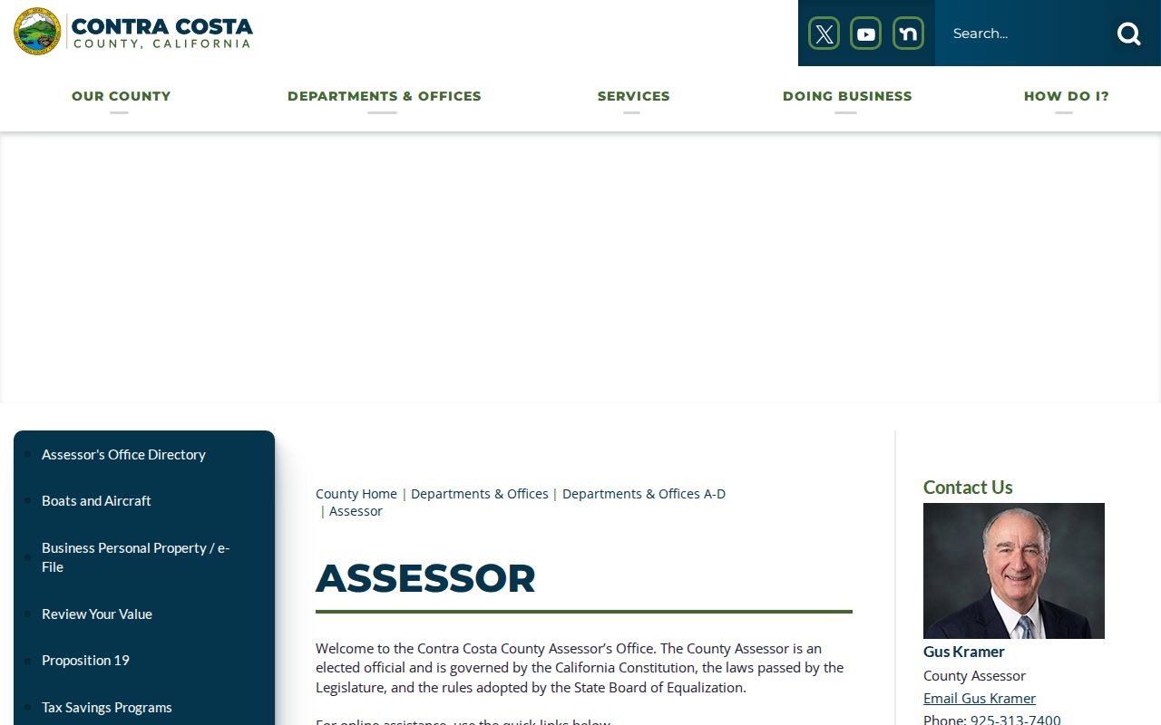 San Ramon street directory view of the Contra Costa Assessor office