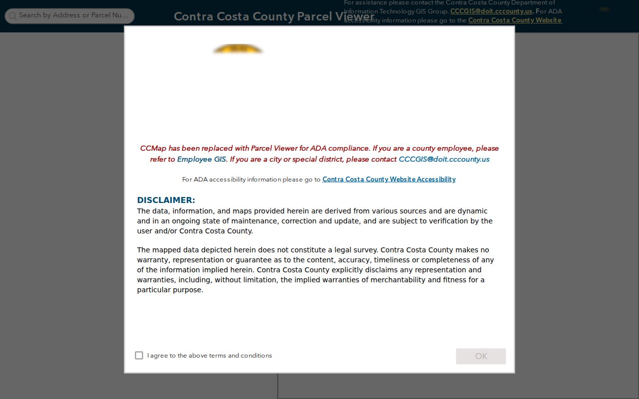 San Ramon street directory view of CCMAP adjacent parcels and radius mapping